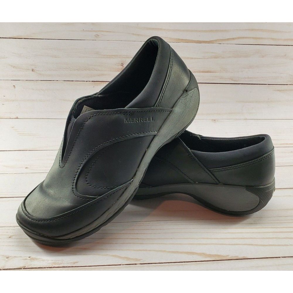 Merrell Size 5.5 Black Womens‎ Encore Form 2 Leather Comfort Shoe Slip On J45794